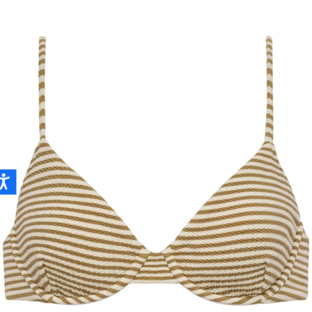 Montce Neutral Stripe Dainty Bikini Top Size S- NWT
